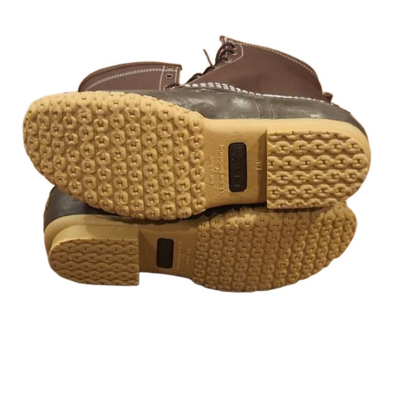 L. L. Bean 10" Brown Tumbled Leather Shearling Lined Hunting Duck Boots - Picture 3 of 4